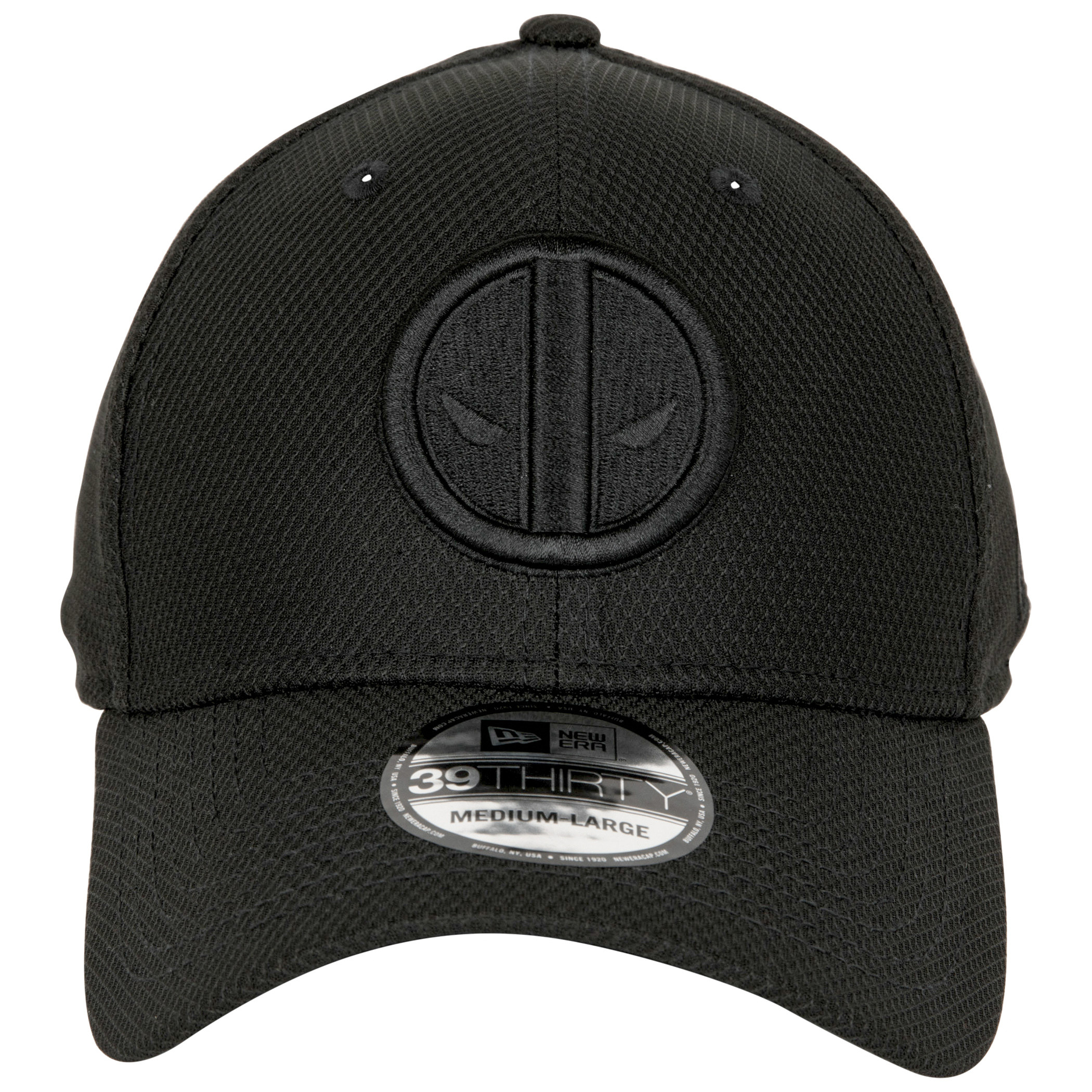 Deadpool Logo Black on Black Colorway New Era 39Thirty Fitted Hat